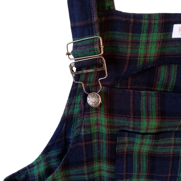Romwe Plaid Overall Checkered Dress Size Large Green Dark Academia Preppy - Picture 4 of 14